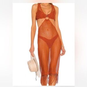 Camila Coelho Terracotta Crochet Dress